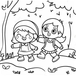 Playful Kids Playing Hide And Seek Coloring Page 69144-55431