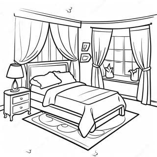 Cozy Bedroom Interior Design Coloring Page 6927-5637