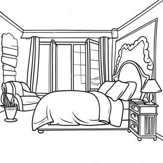 Cozy Bedroom Interior Design Coloring Page 6927-5638