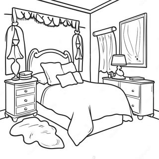 Cozy Bedroom Interior Design Coloring Page 6927-5639