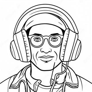 Dj Music Man With Colorful Headphones Coloring Page 69284-55538