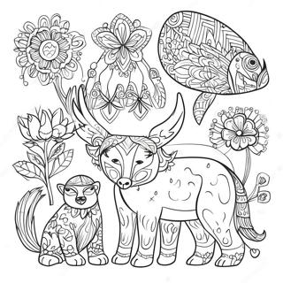 Traditional Scandinavian Folk Art Animals Coloring Page 69324-55571