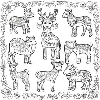 Traditional Scandinavian Folk Art Animals Coloring Page 69324-55572