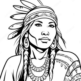 Realistic Native American Woman Portrait Coloring Page 69333-55578