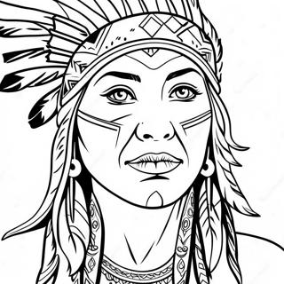 Realistic Native American Woman Portrait Coloring Page 69333-55580