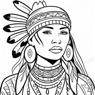 Elegant Native American Woman In Traditional Dress Coloring Page 69334-55574