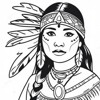 Elegant Native American Woman In Traditional Dress Coloring Page 69334-55575