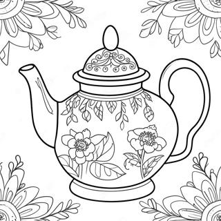 Cute Floral Teapot Coloring Page 69424-55649