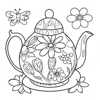 Cute Floral Teapot Coloring Page 69424-55651