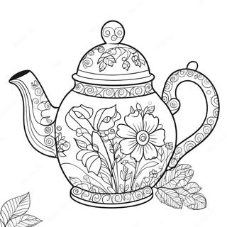 Cute Floral Teapot Coloring Page 69424-55652