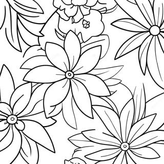 Tropical Flower Garland Coloring Page 69434-55655