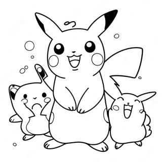 Pikachu Playing With Friends Coloring Page 69444-55665