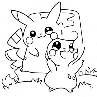 Pikachu Playing With Friends Coloring Page 69444-55666