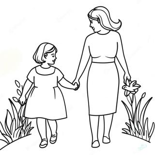 Mom And Daughter Holding Hands Coloring Page 6956-5653