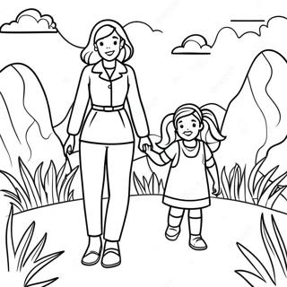 Adventurous Mom And Daughter In Nature Coloring Page 6957-5662