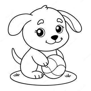 Adorable Puppy Playing With Ball Coloring Page 69584-55775