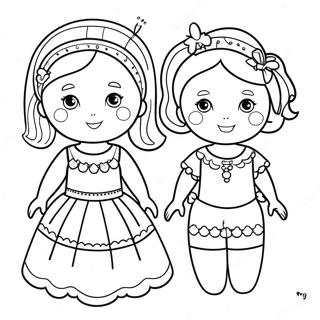 Cute Paper Doll Template Coloring Page 69594-55784