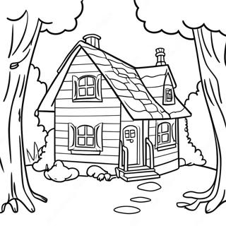 Charming Cottage In The Woods Coloring Page 69604-55794