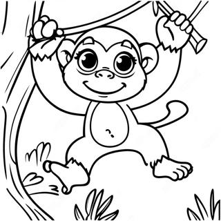 Playful Monkey Swinging In Trees Coloring Page 69644-55821