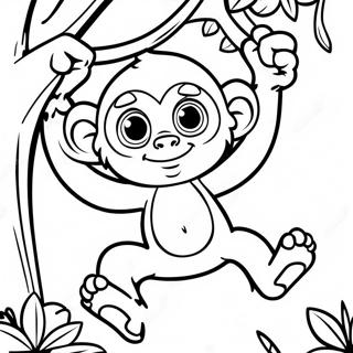 Playful Monkey Swinging In Trees Coloring Page 69644-55823