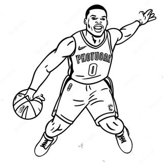 Russell Westbrook Action Pose Coloring Page 69833-55971