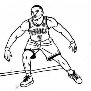 Russell Westbrook Action Pose Coloring Page 69833-55972