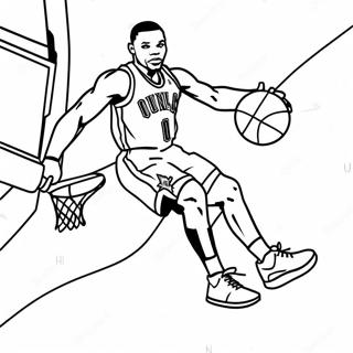 Dynamic Russell Westbrook Dunking Coloring Page 69834-55977