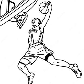 Dynamic Russell Westbrook Dunking Coloring Page 69834-55979