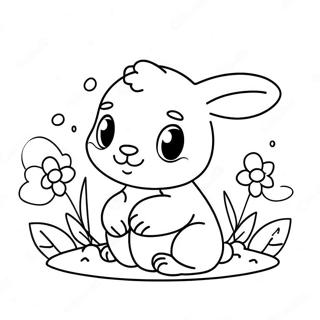 Adorable Baby Bunny With Flowers Coloring Page 69914-56041