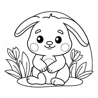 Adorable Baby Bunny With Flowers Coloring Page 69914-56042