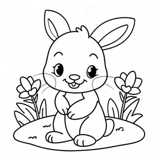 Adorable Baby Bunny With Flowers Coloring Page 69914-56043