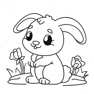 Adorable Baby Bunny With Flowers Coloring Page 69914-56044