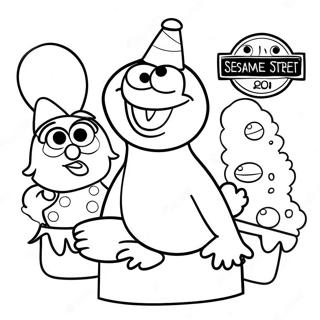 Happy 1st Birthday Sesame Street Coloring Page 69933-56056