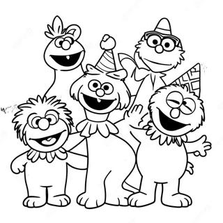 Colorful Sesame Street Characters Birthday Coloring Page 69934-56060