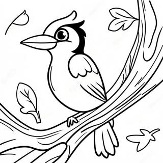 Colorful Woodpecker On A Tree Coloring Page 69944-56065