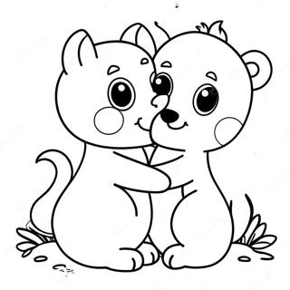 Cute Hugging Animals Coloring Page 69993-56098