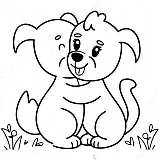 Cute Hugging Animals Coloring Page 69993-56099