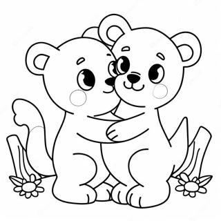 Cute Hugging Animals Coloring Page 69993-56100