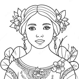 Esperanza With Beautiful Flowers Coloring Page 70024-56127