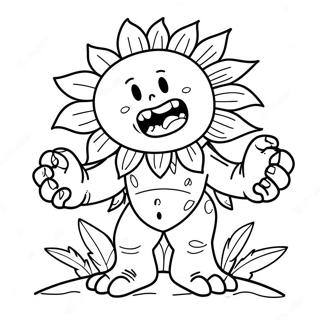 Gargantuar Zombie With Giant Sunflower Coloring Page 70054-56154