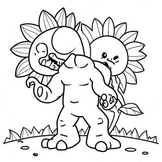 Gargantuar Zombie With Giant Sunflower Coloring Page 70054-56155