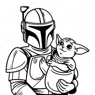 Mandalorian With Baby Yoda Coloring Page 70134-56218