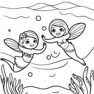 Mako Mermaids Swimming Together Coloring Page 70174-56248