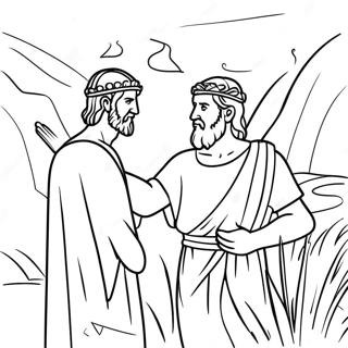 David And Saul Biblical Scene Coloring Page 70193-56262