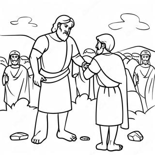 David And Saul Biblical Scene Coloring Page 70193-56264