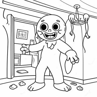 Creepy Scary Larry In A Haunted House Coloring Page 70244-56306