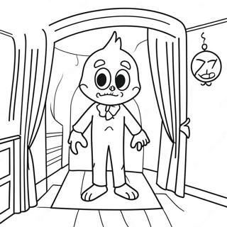 Creepy Scary Larry In A Haunted House Coloring Page 70244-56308