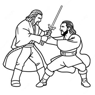 Qui Gon Jinn Lightsaber Duel Coloring Page 70264-56317