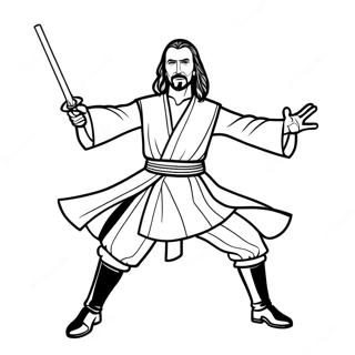 Qui Gon Jinn Lightsaber Duel Coloring Page 70264-56319