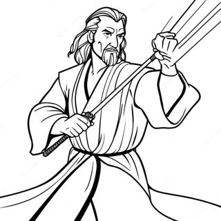 Qui Gon Jinn Lightsaber Duel Coloring Page 70264-56320